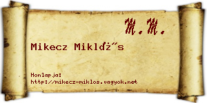 Mikecz Miklós névjegykártya